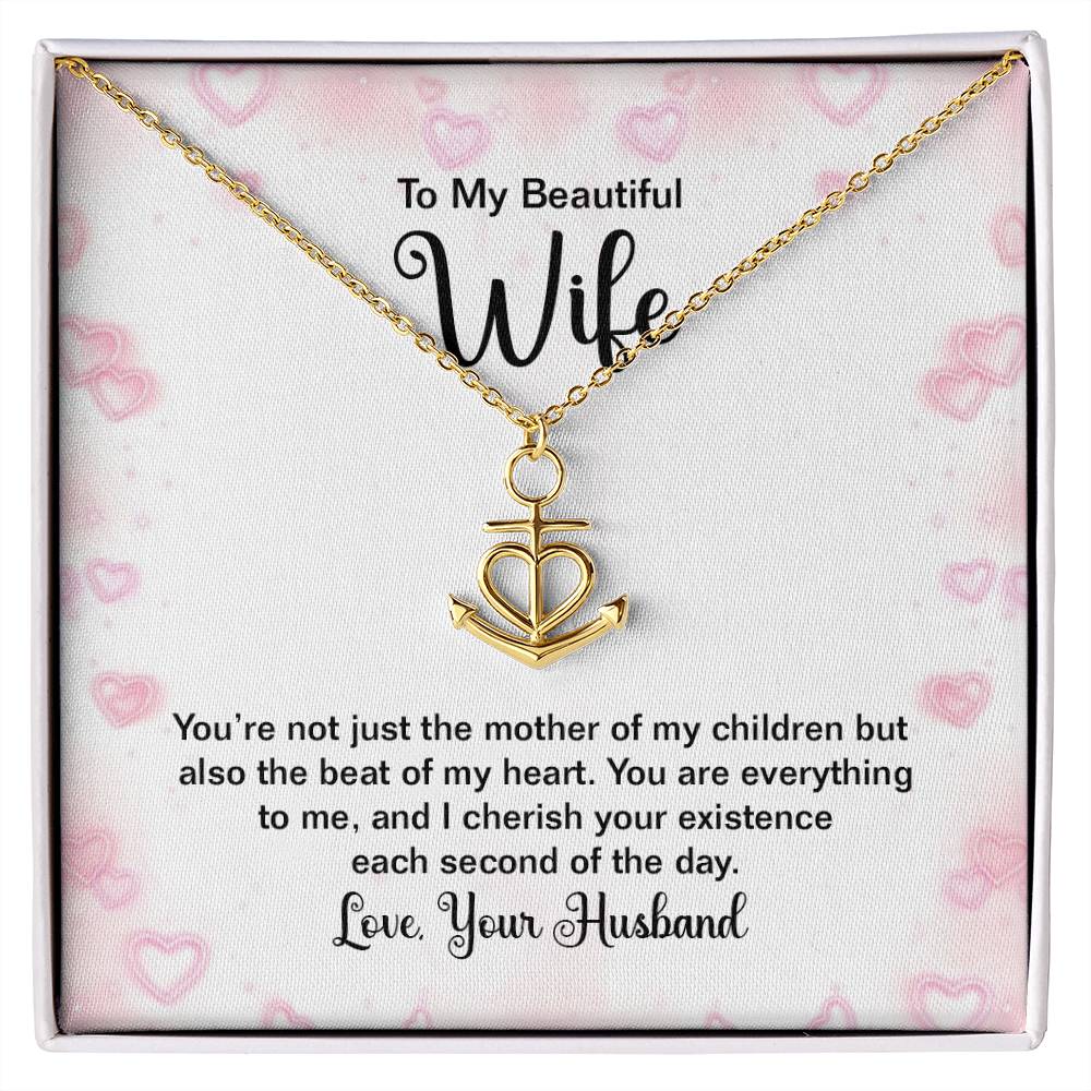 To My Wife Necklace - Meaningful Love Gift for Wife from Husband for Valentine’s Day, Christmas & Anniversaries - Anchor Pendant Necklace