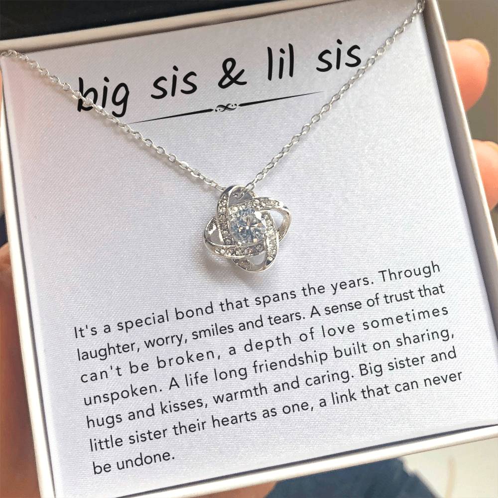 Big Sister & Little Sister Necklace - It's a special bond that spans the years - Gift for Sister - Love Knot Necklace