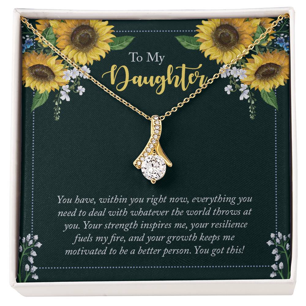 To My Daughter Necklace – Daughter Gift for Valentine’s and Graduation – Alluring Beauty Necklace