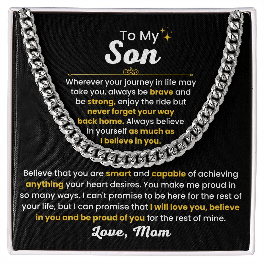 Cuban Link Chain Necklace, Gift for Son from Mom, Stylish Jewelry for Birthday, Graduation & Special Occasions