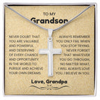 To My Grandson - Gift for Grandson from Grandpa - I will always love you - Artisan Cross Necklace