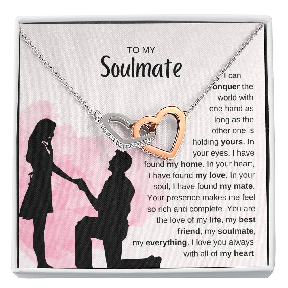 To My Soulmate Necklace - Soulmate Jewelry for Valentine’s Day & Gifts for Her - Interlocking Hearts Necklace