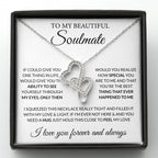 To My Beautiful Soulmate Necklace - Romantic Gift for Her for Christmas & Love Celebrations - Heart-to-heart Pendant Necklace