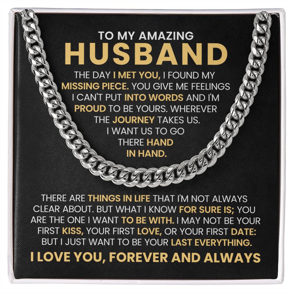 To My Husband Cuban Link Chain – Anniversary & Valentine’s Day Gift from Wife