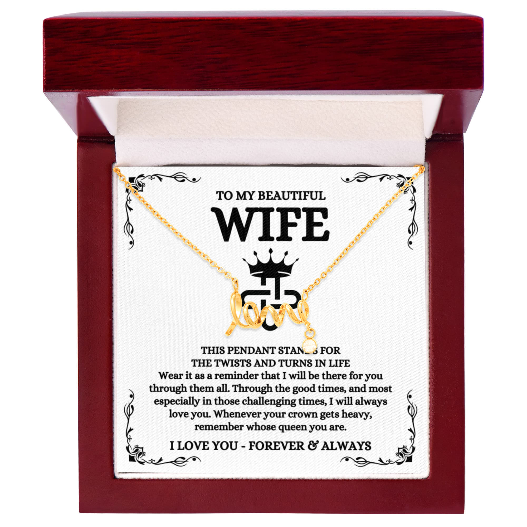 To My Wife Necklace - Romantic Birthday Gift from Husband - Scripted Love Necklace