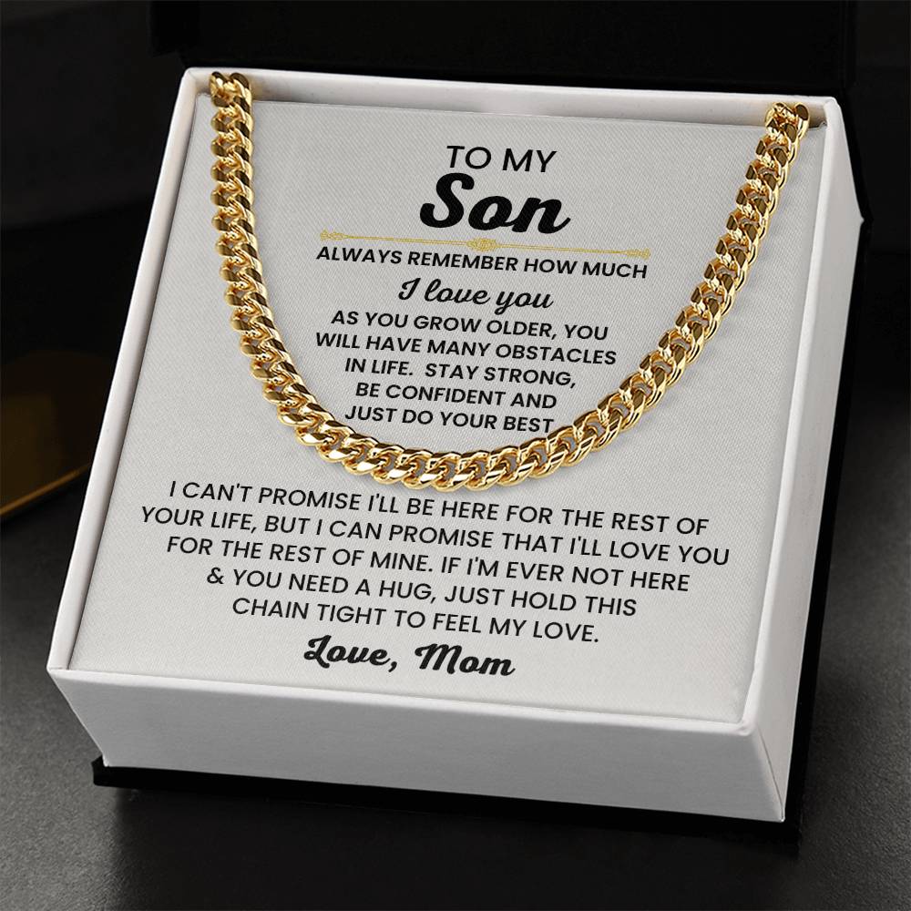 To My Son Necklace - Always remember how much I love you - Cuban Link Chain Gift for Son