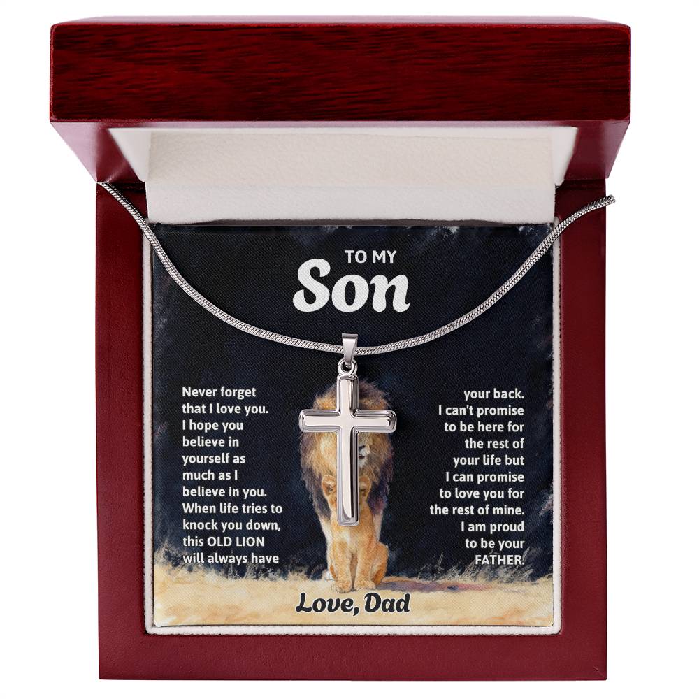 To My Son Necklace - Gift for Son from Dad - Never forget that I love you - Artisan Cross Necklace