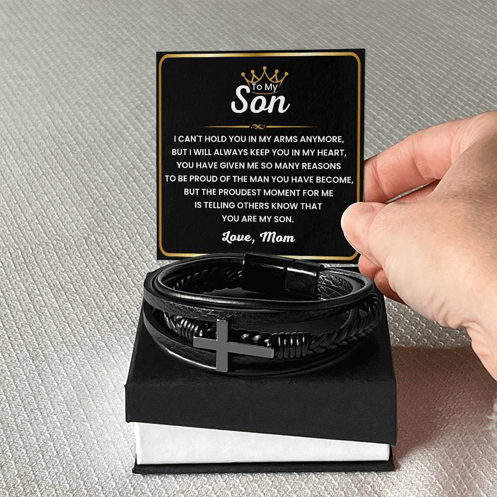 Mom’s Gift for Son – Graduation, Christmas, Birthday – Men’s Cross Bracelet