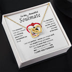 To My Beautiful Soulmate Necklace - Soulmate Gift for Her for Christmas & Everyday Love - Interlocking Hearts Necklace