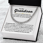 To My Grandson - If I had one wish - Cuban Link Chain - Gift for Grandson