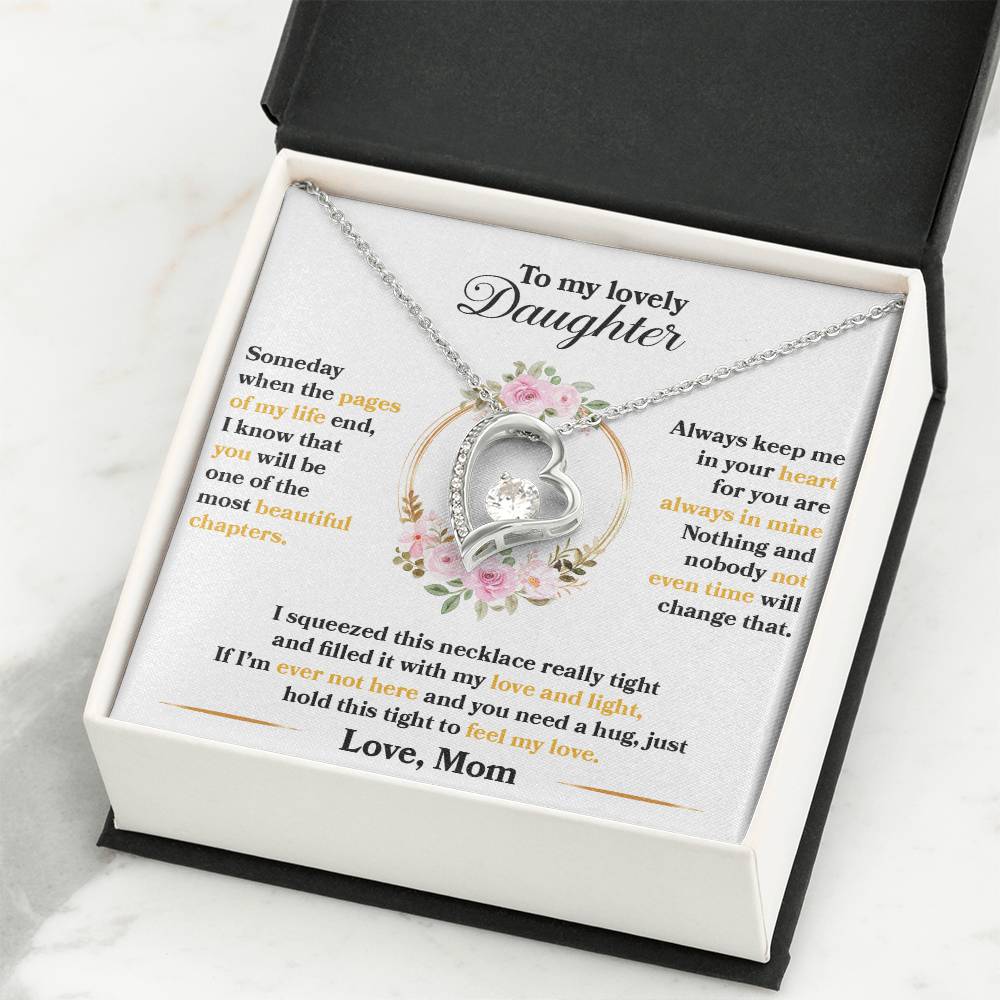To My Lovely Daughter Necklace - Always keep me in your heart - Gift for Daughter from Mom - Forever Love Necklace