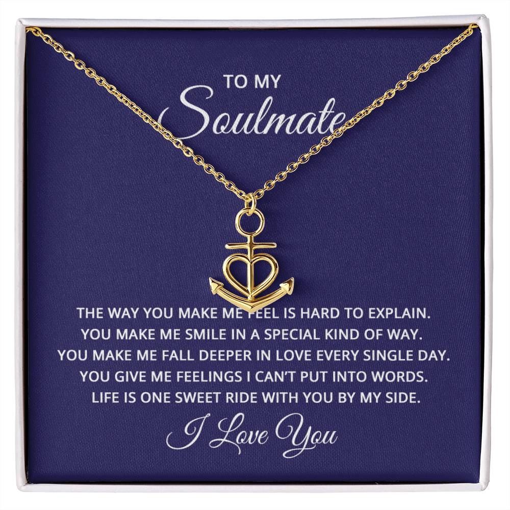 To My Soulmate Necklace - Romantic Gift for Valentine’s Day & Relationship Milestones - Anchor Pendant Necklace