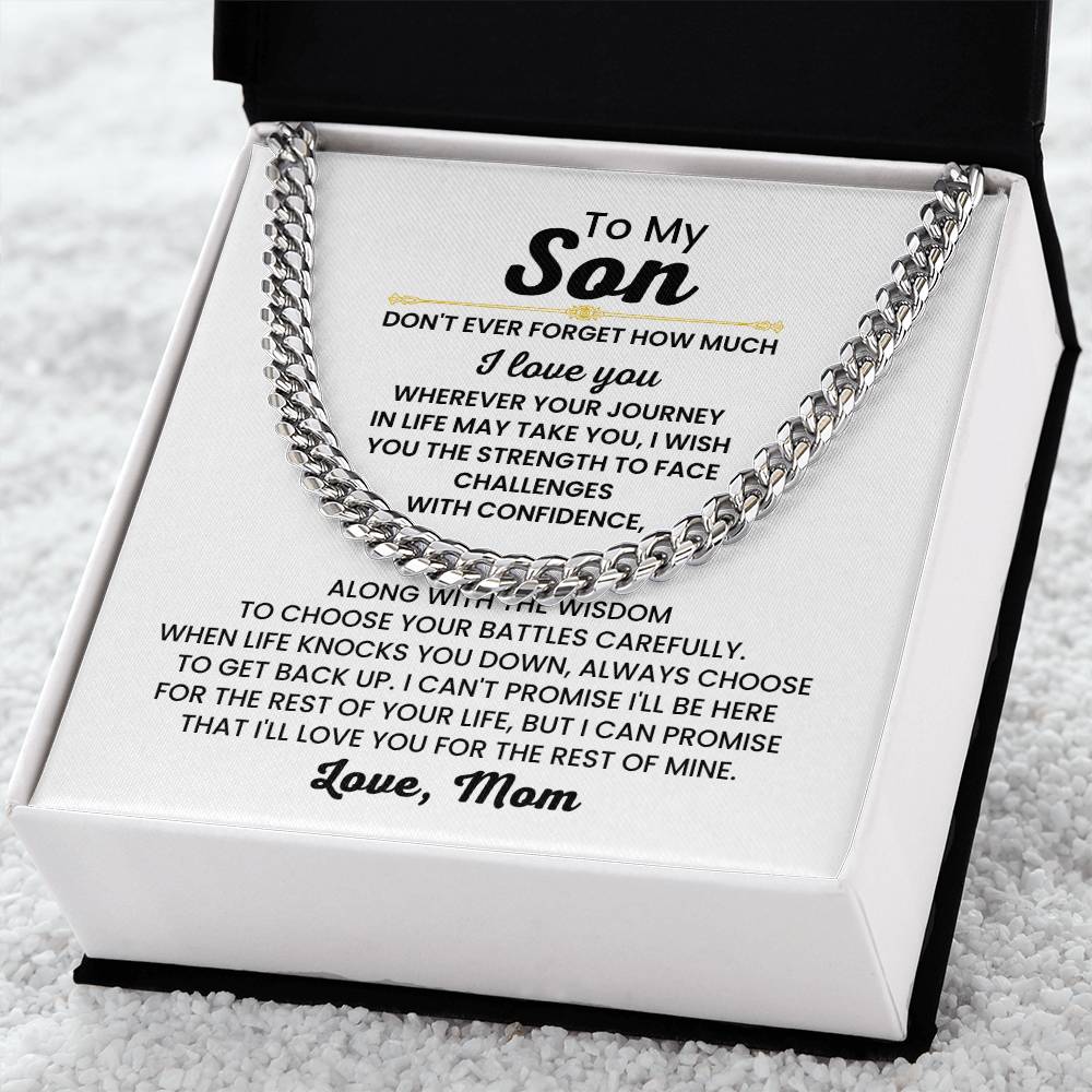 To My Son Necklace – Gift for Son from Mom – Cuban Link Chain