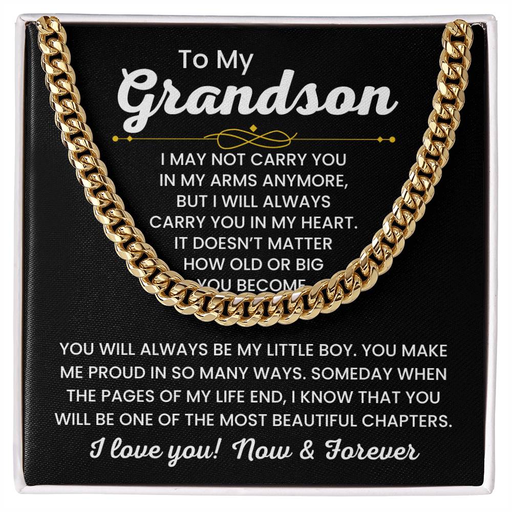 To My Grandson, Cuban Link Chain Necklace for Grandson, Birthday Gift, Stylish Teen & Young Men Accessory,