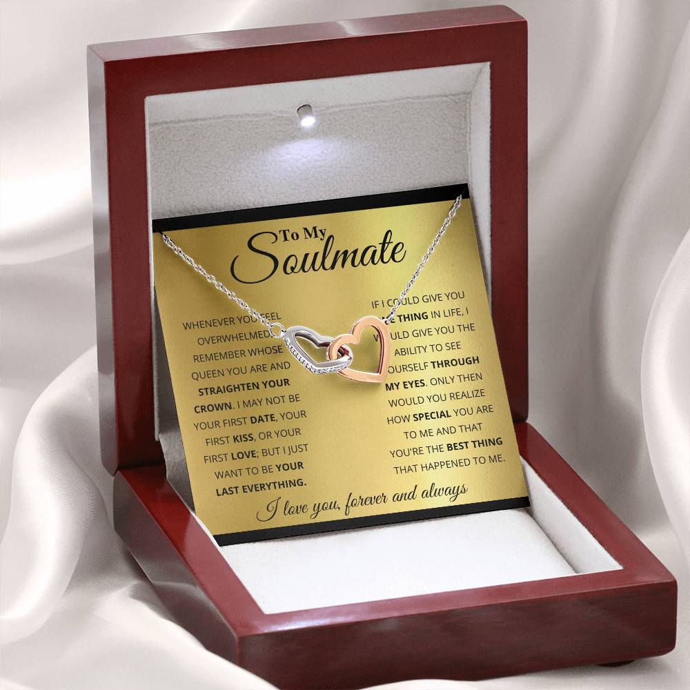 To My Soulmate Necklace - Soulmate Gift for Her for Valentine’s Day & Every Day Love - Interlocking Hearts Necklace