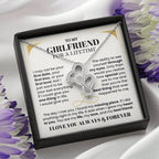 To My Girlfriend Necklace - Soulmate Jewelry Gift for Valentine’s Day, Birthday - Heart-to-heart Pendant Necklace