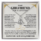 To My Girlfriend Necklace - Soulmate Jewelry Gift for Valentine’s Day, Birthday - Anchor Pendant Necklace
