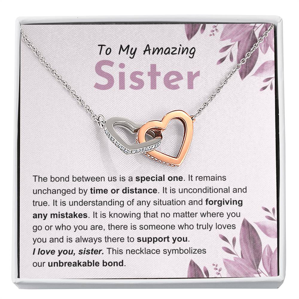 Sentimental Gift for Sister - The bond between us is a special one - Interlocking Hearts Necklace