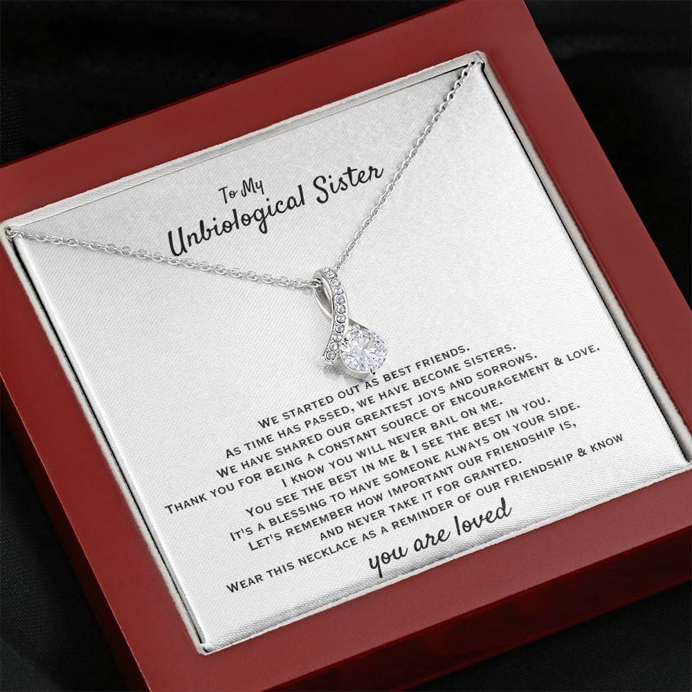 To My Unbiological Sister - You are loved - Gift for Bonus Sister - Alluring Beauty Necklace