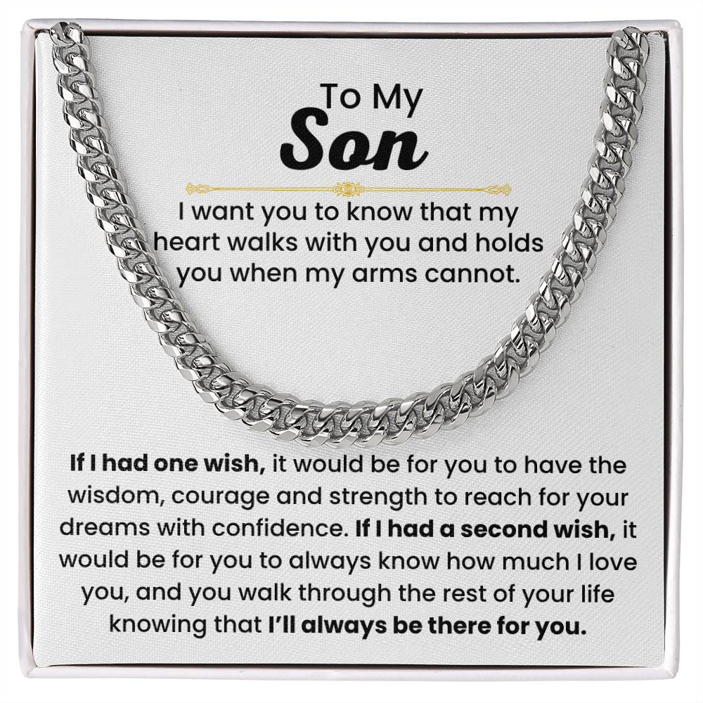 To My Son - If I had one wish - Cuban Link Chain - Gift for Son
