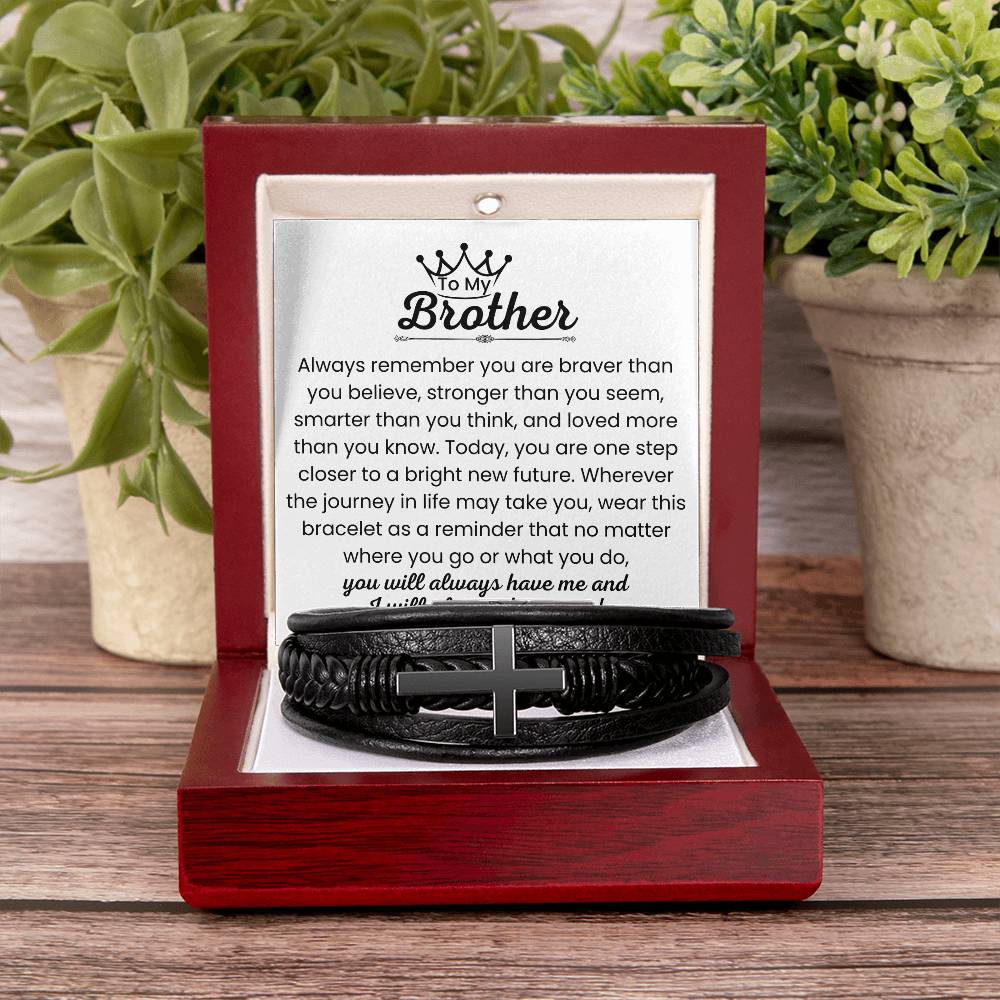 To My Brother - Always Remember - Gift for Brother - Men's Cross Bracelet