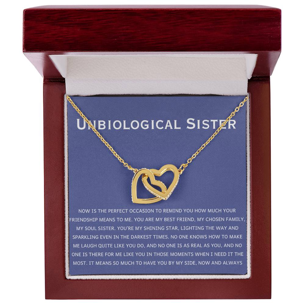 Unbiological Sister Necklace - Gift for Bonus Sister - Interlocking Hearts Necklace