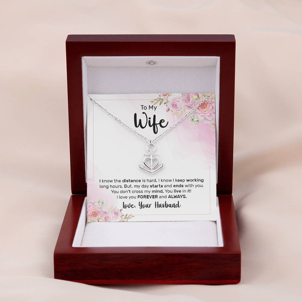 To My Wife Necklace - Best Romantic Jewelry Gift from Husband for Birthday, Anniversary, Valentine’s Day & Special Gifting - Anchor Pendant Necklace