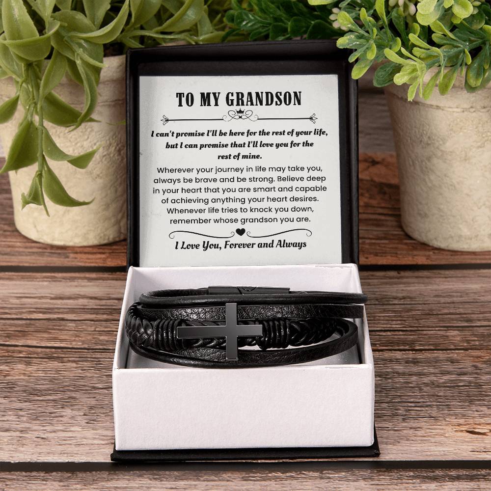 Gift for Grandson – Birthday, Christmas Jewelry – Men's Cross Bracelet