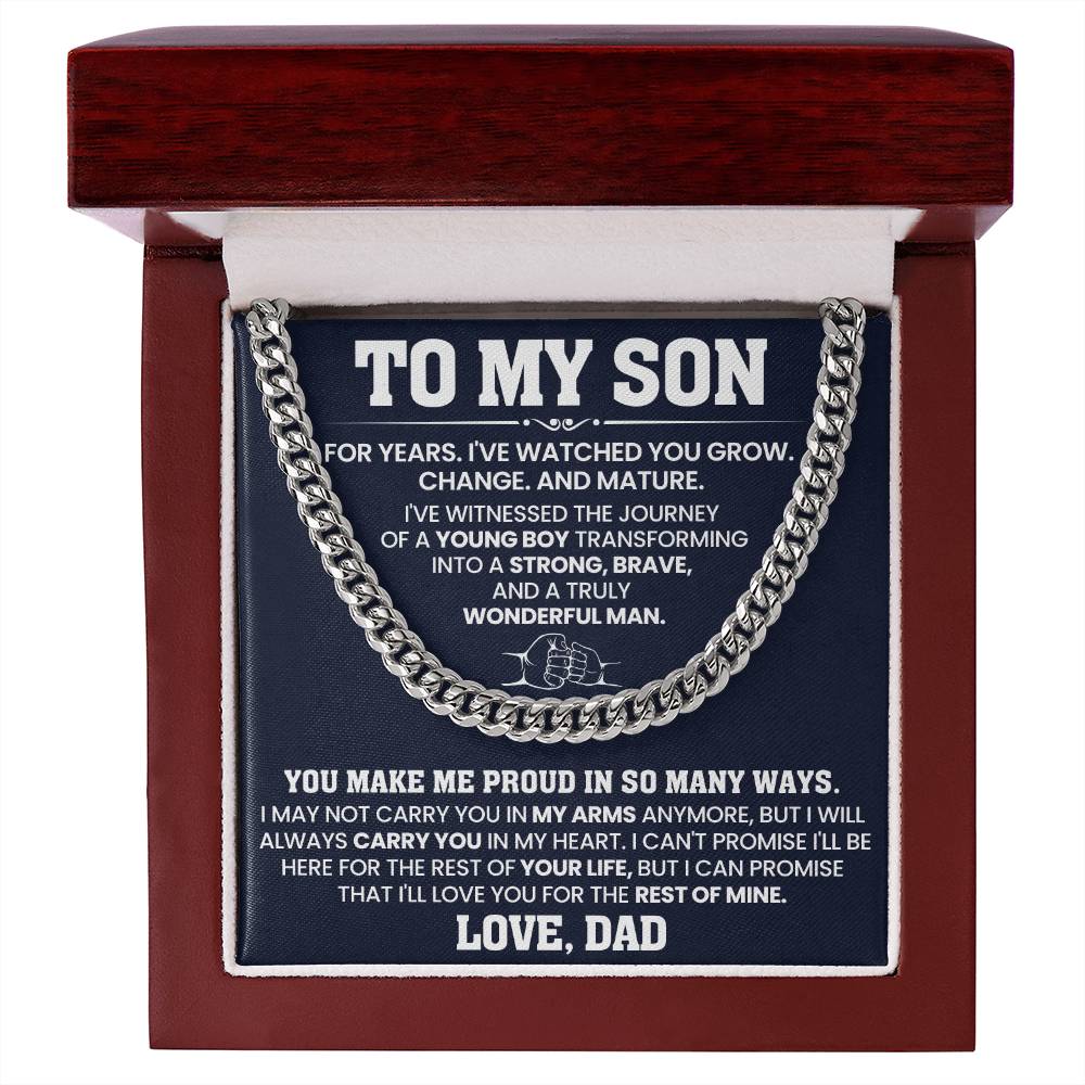 To My Son - You make me proud in so many ways - Cuban Link Chain Gift from Dad