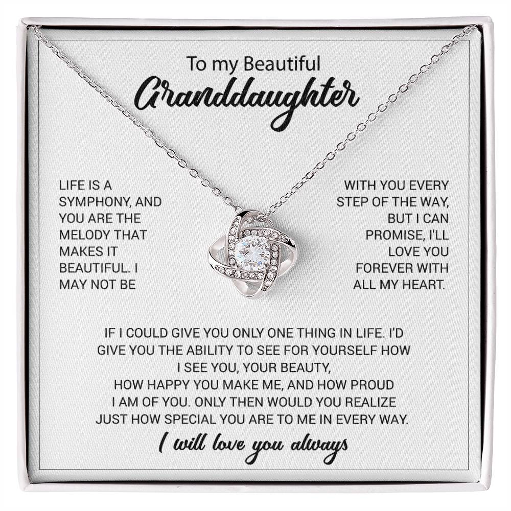 To My Granddaughter Necklace – Birthday & Graduation Jewelry for Granddaughter – Love Knot Necklace
