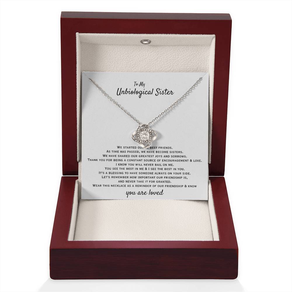 To My Unbiological Sister - You are loved - Gift for Bonus Sister - Love Knot Necklace