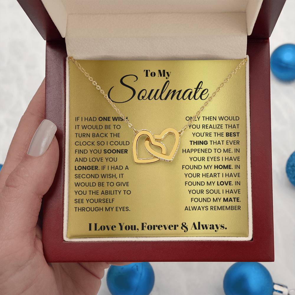 To My Soulmate Necklace - Romantic Gift for Special Occasions & Just Because Love - Interlocking Hearts Necklace