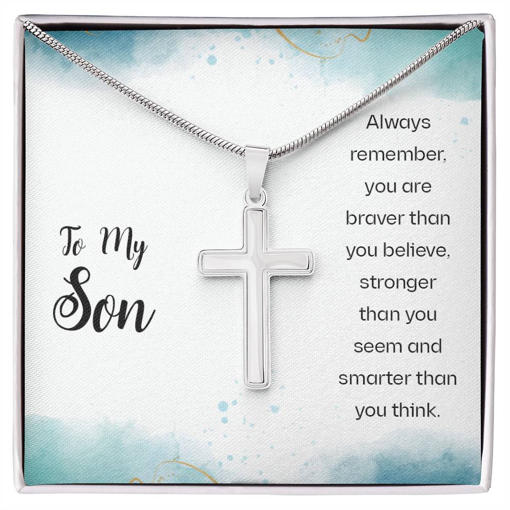 To My Son Necklace - Always Remember - Artisan Cross Necklace