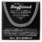 To My Boyfriend - Cuban Link Chain - Girlfriend to Boyfriend Anniversary, Christmas & Birthday Gift