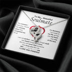 To My Beautiful Soulmate Necklace - Gift for Her for Birthday & Sweet Romantic Surprises - Heart-to-heart Pendant Necklace