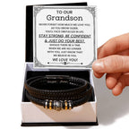To Our Grandson - Gift for Grandson from Grandparents - Stay Strong, Be Confident & Just Do Your Best - Love You Forever Bracelet