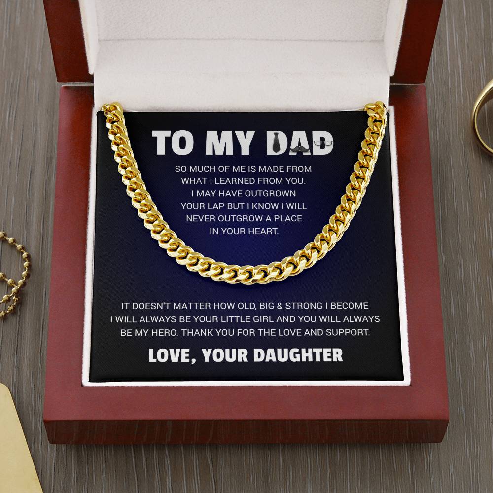 To My Dad Necklace Gift from Daughter - Cuban Link Chain