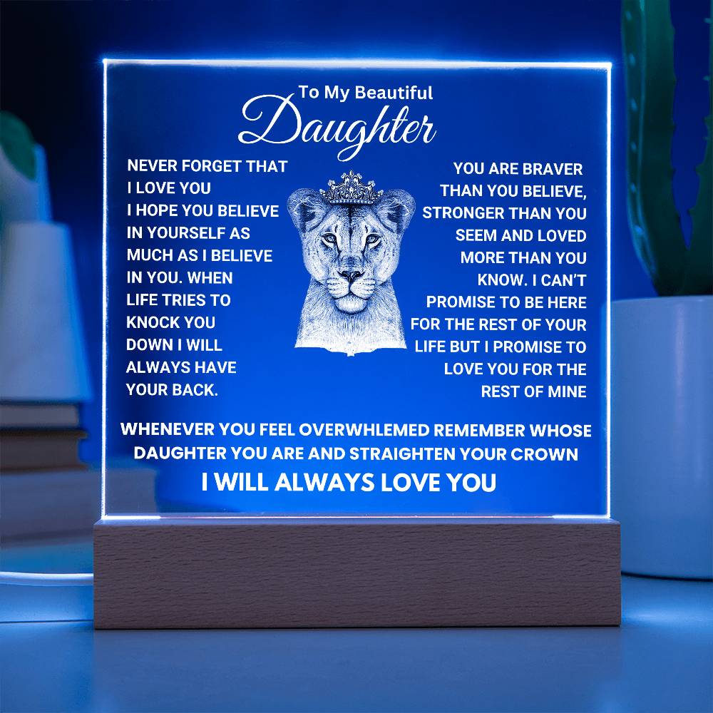 Heartfelt Gift for Daughter - I will always have your back - Color Changing Plaque