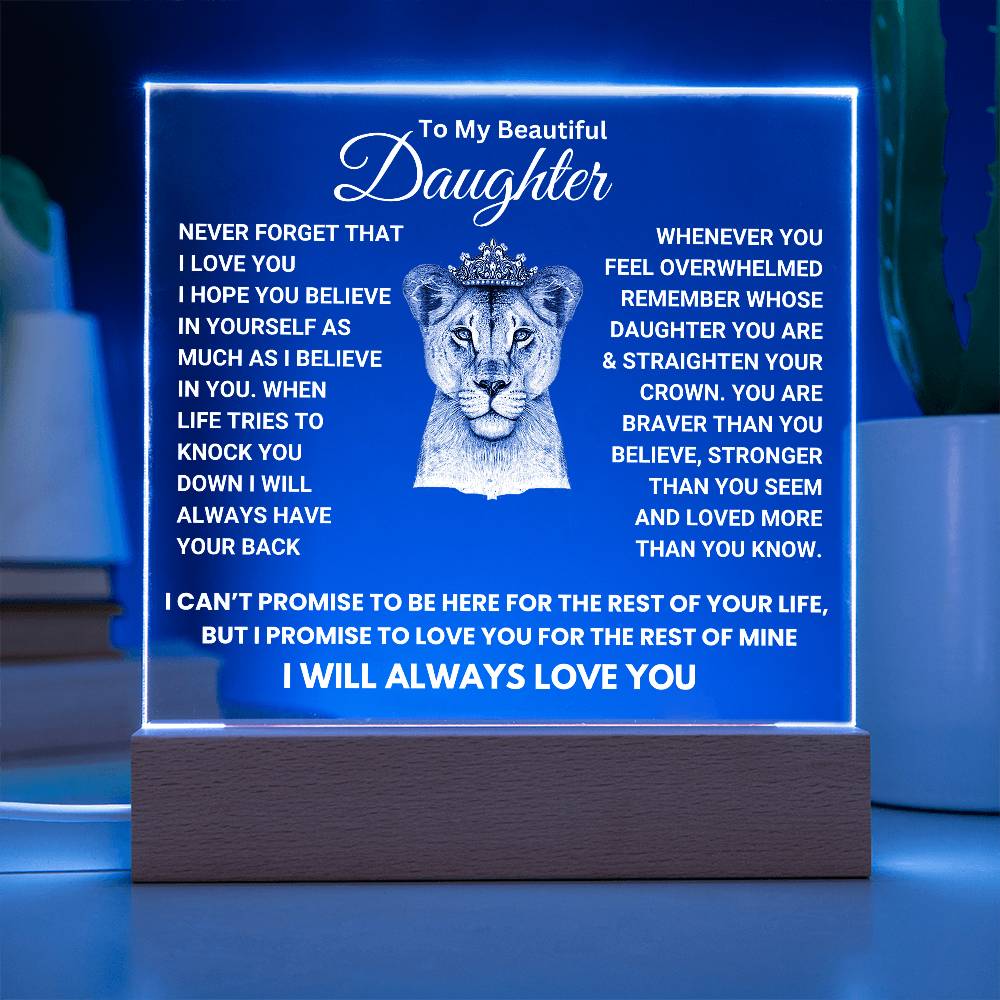 Beautiful Keepsake Gift for Daughter - I will always love you - Color Changing Lamp - FGH