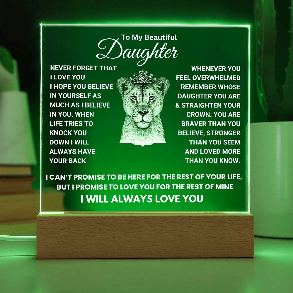 Beautiful Keepsake Gift for Daughter - I will always love you - Color Changing Lamp - FGH