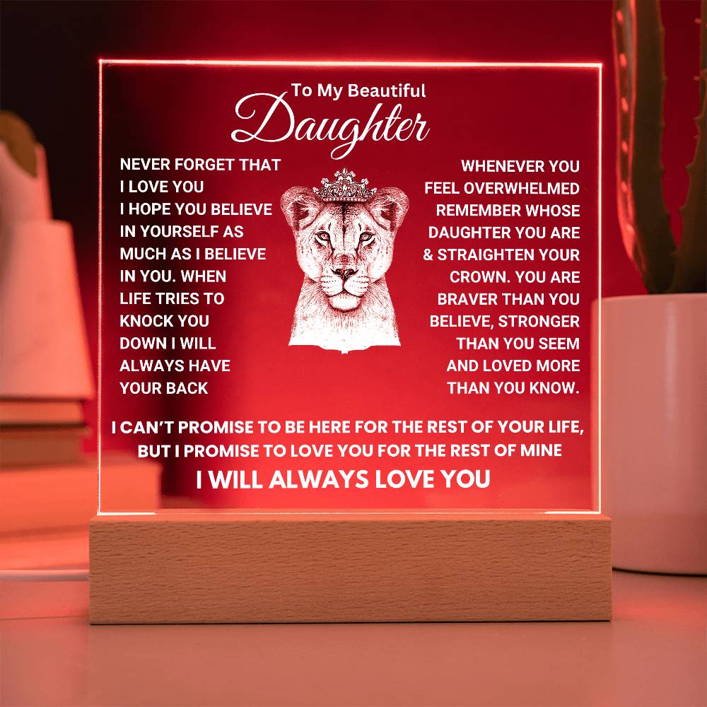 Beautiful Keepsake Gift for Daughter - I will always love you - Color Changing Lamp - FGH