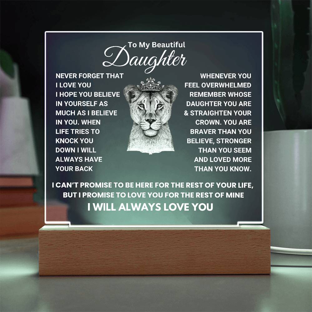 Beautiful Keepsake Gift for Daughter - I will always love you - Color Changing Lamp - FGH