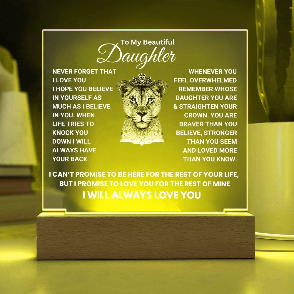 Beautiful Keepsake Gift for Daughter - I will always love you - Color Changing Lamp - FGH