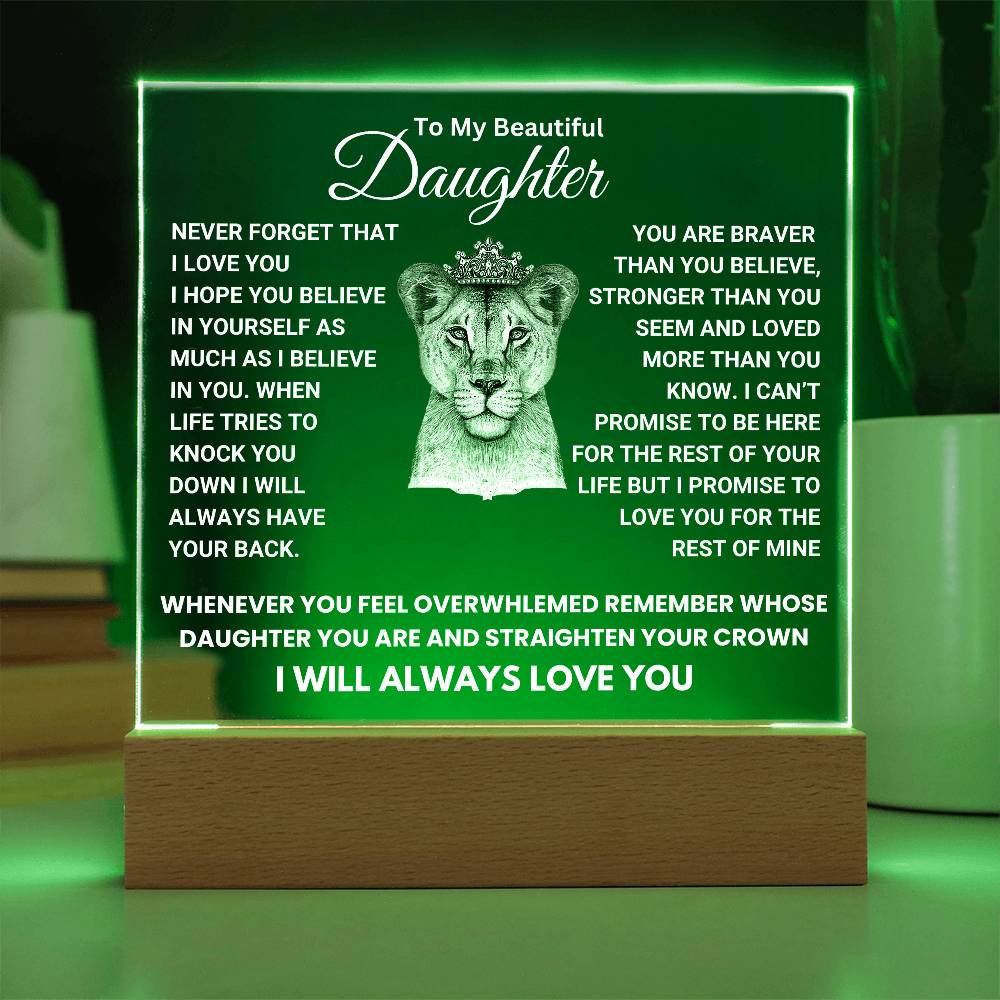 Heartfelt Gift for Daughter - I will always have your back - Color Changing Plaque