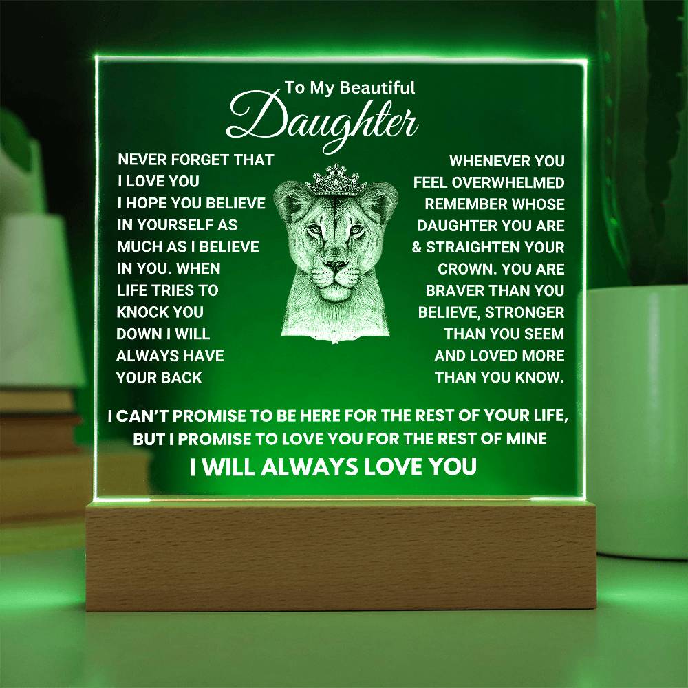 Beautiful Keepsake Gift for Daughter - I will always love you - Color Changing Lamp - FGH