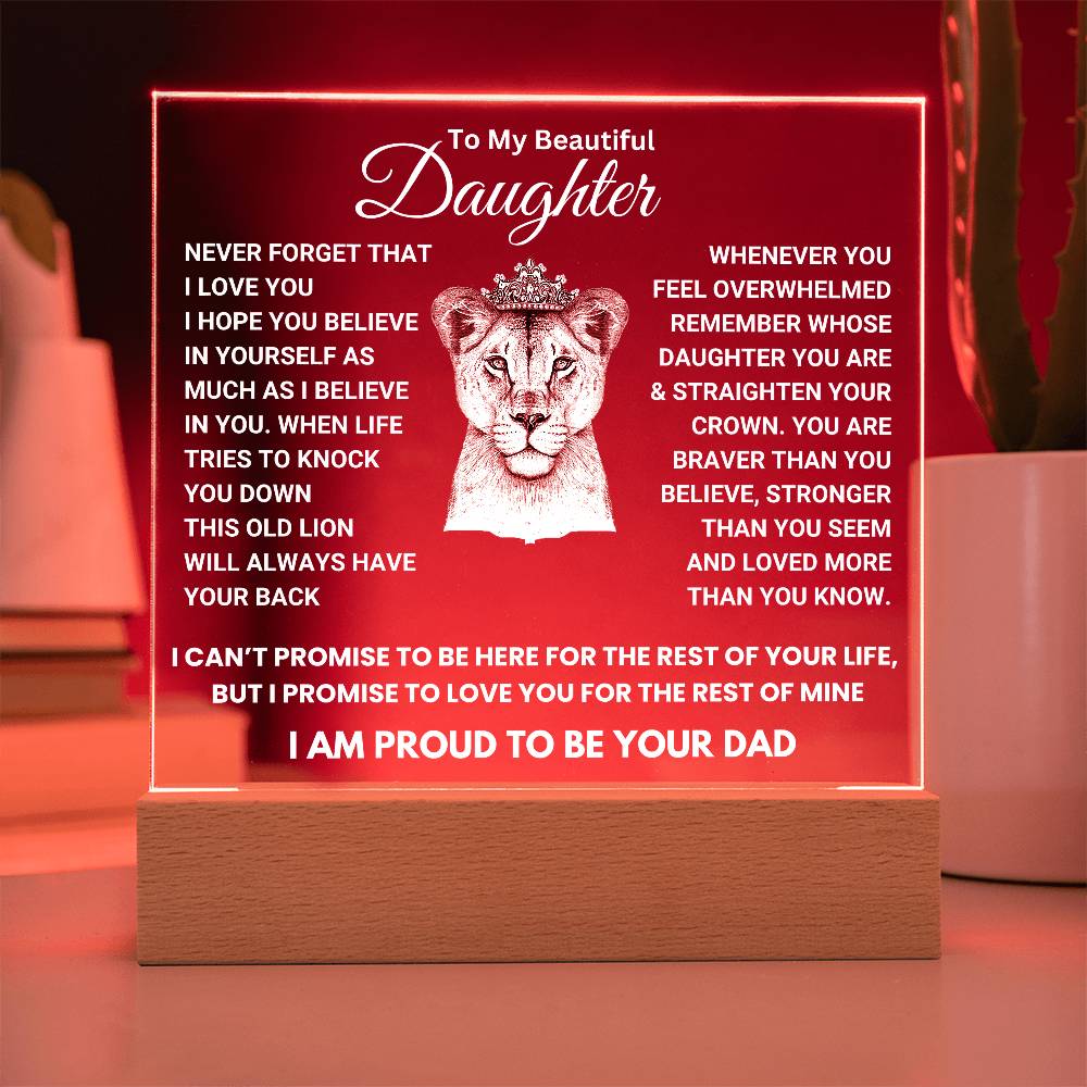 Heartfelt Gift for Daughter from Dad - I am proud to be your Dad - Color Changing Lamp