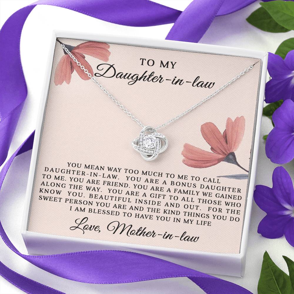 Gift for Daughter In law - Blessed to have you in my life - Love Knot Necklace