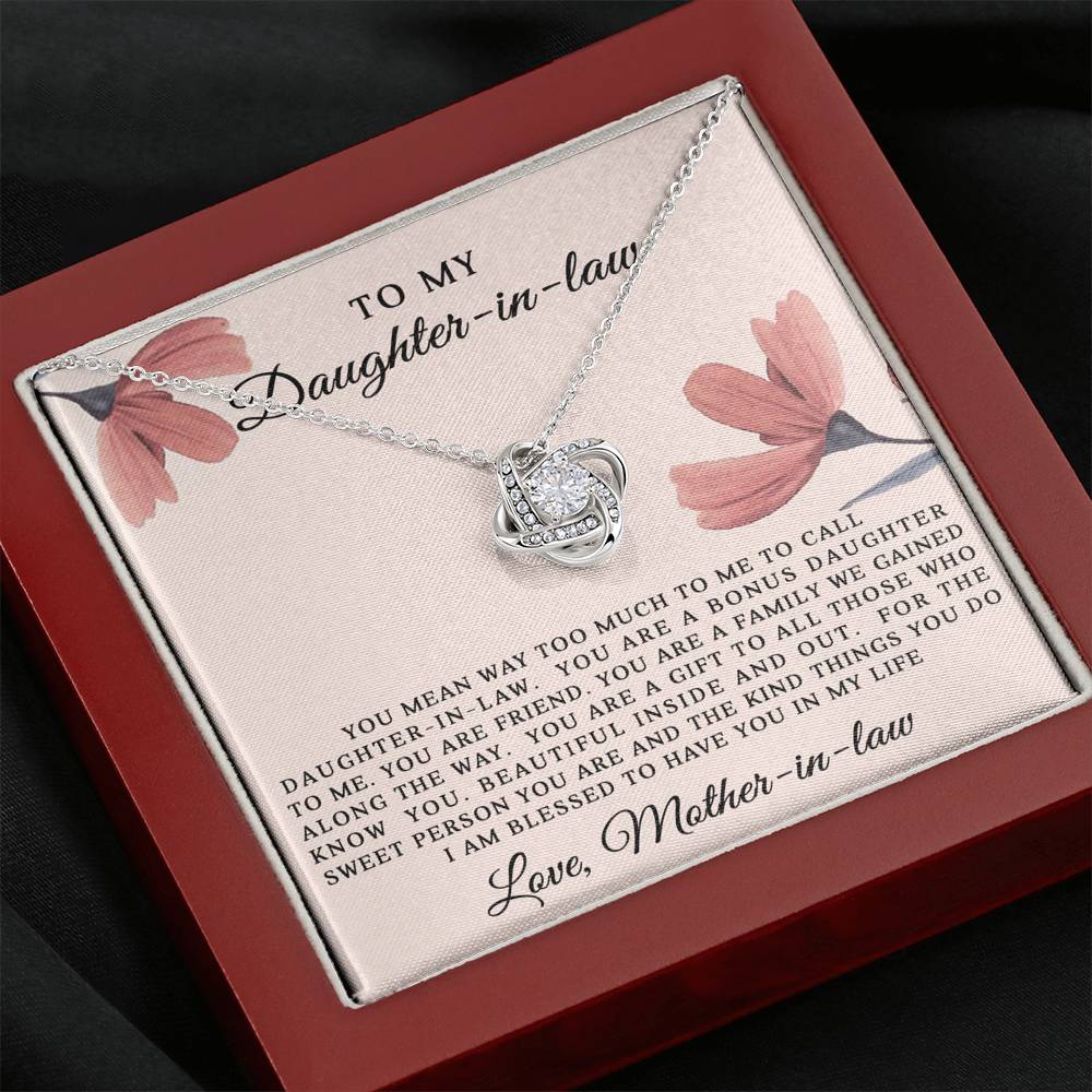 Gift for Daughter In law - Blessed to have you in my life - Love Knot Necklace