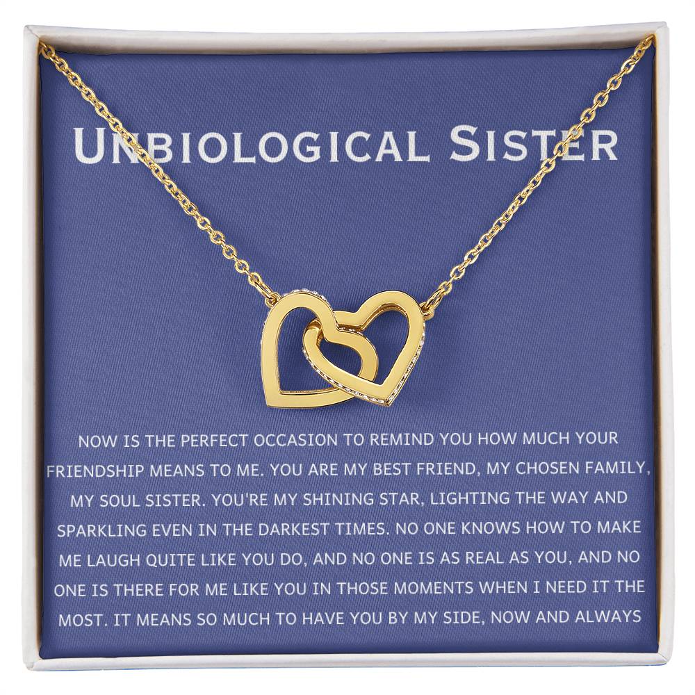 Unbiological Sister Necklace - Gift for Bonus Sister - Interlocking Hearts Necklace