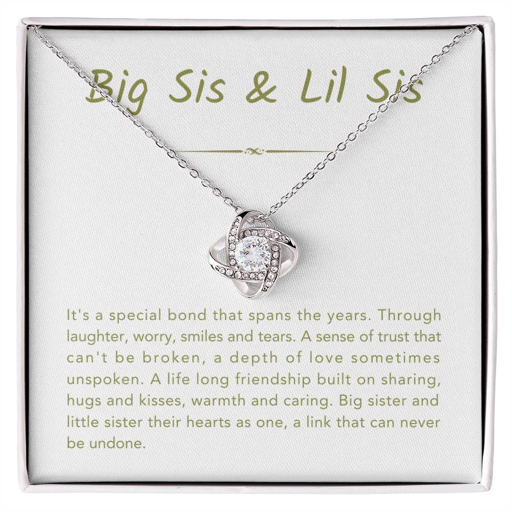Big Sis & Lil Sis Necklace - It's a special bond that spans the years - Gift for Sisters - Love Knot Necklace